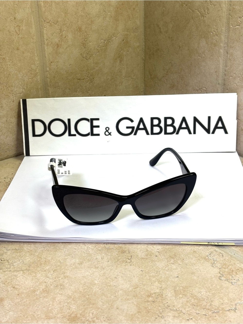 New old stock Dolce & Gabbana DG4370 501/8G Black Cat-Eye Sunglasses